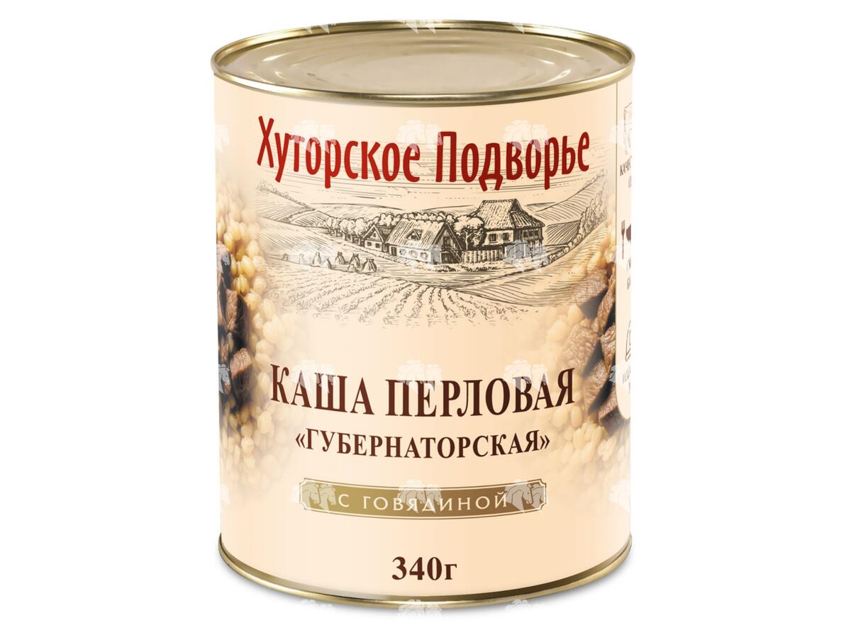 Каша перловая "Губернаторская" с говядиной, СТО, 340 г, ж/б, без ключа