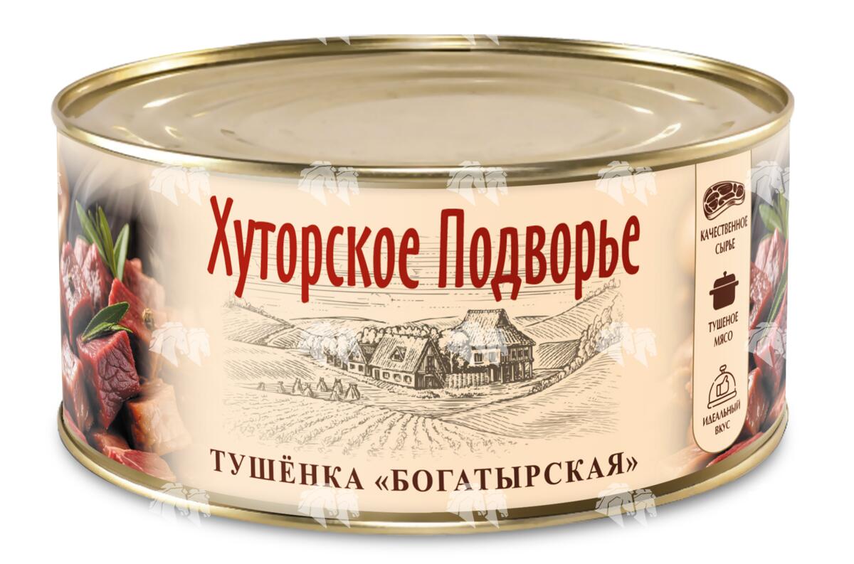 Тушёнка "Богатырская", СТО, 325 г, ж/б, без ключа